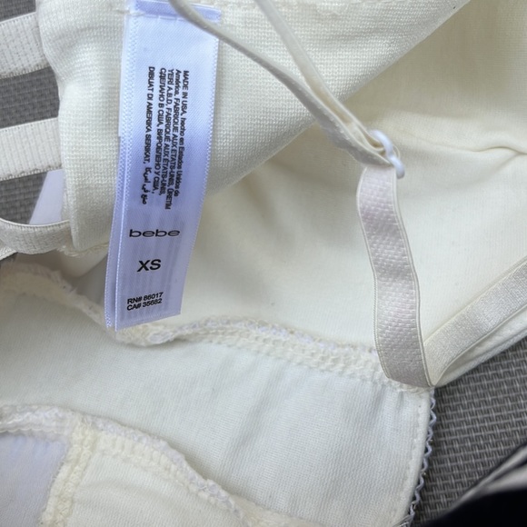 Bebe White Bustier Cropped Top with Jewelled Front Band - Picture 5 of 6